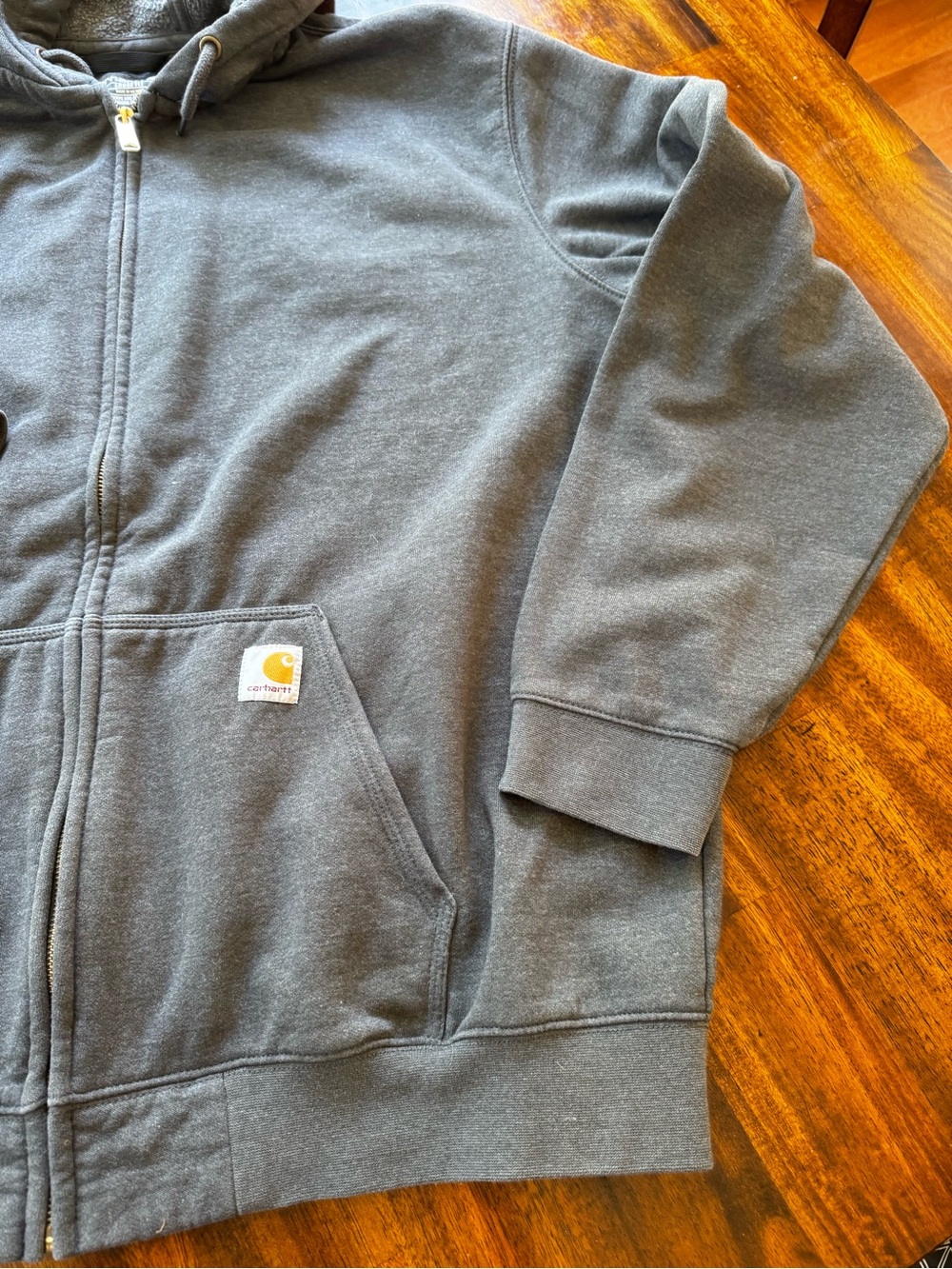 Carhartt Dark Gray Full-Zip Hooded Sweatshirt 2XL loose fit - Picture 2 of 7